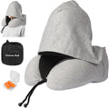 Travel Neck Pillow with 100% Light-Blocking Hood – Ergonomic Memory Foam Support Pillow for Airplane, Long Flights, Road Trips, Office…