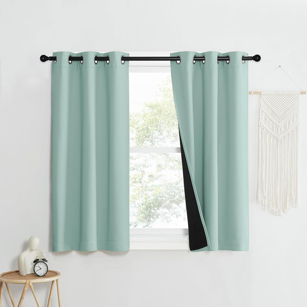 Nicetown Aqua Blue 100% Blackout Curtain Set, Thermal Insulated & Energy Efficiency Window Draperies for Guest Room, Full Shading Panels fo…