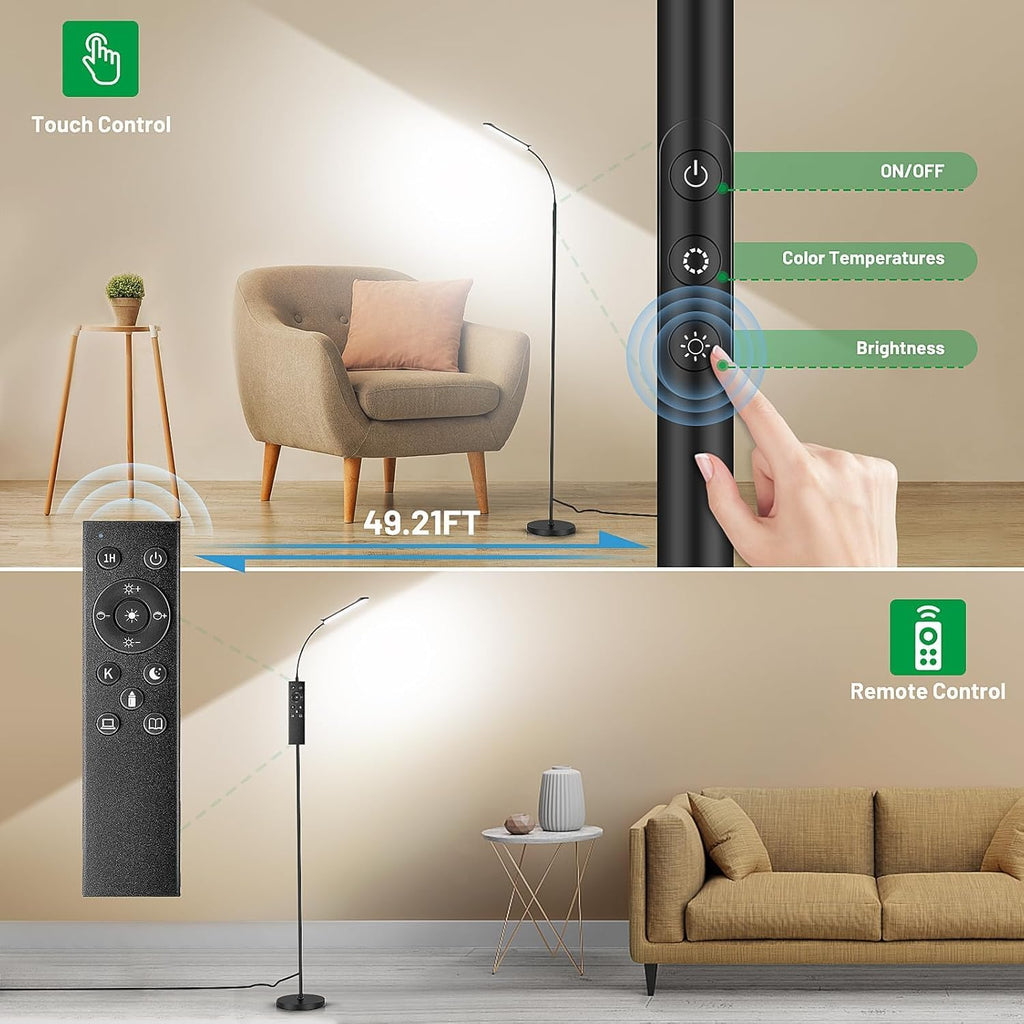Yikuneng Dimmable LED Floor Lamp, Super Bright Reading Lamps Floor Standing lamp with Remote & Touch Control, Stepless Dimming &…