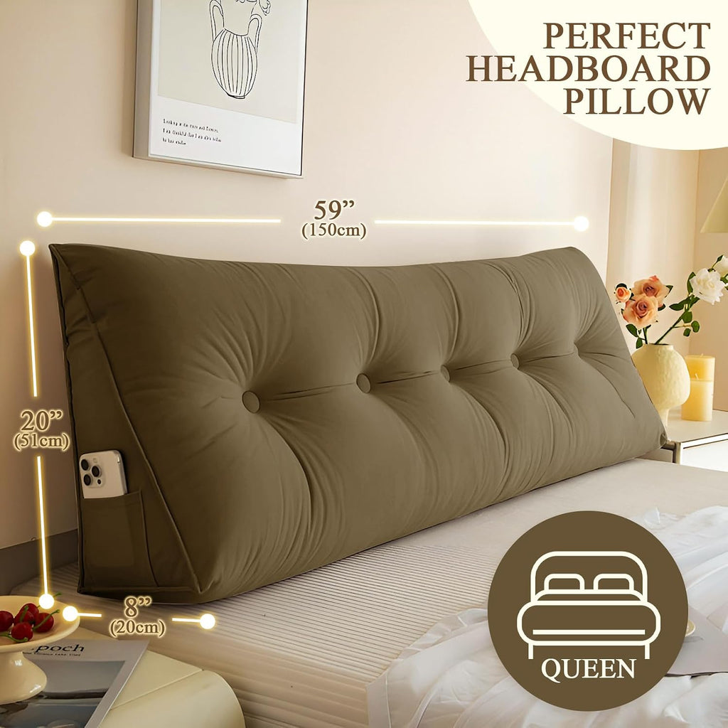 DANGHOOGY Headboard Pillow Queen, Large Triangular Wedge Headboard Pillow for Reading and Resting, Backrest Positioning Support Pillow…