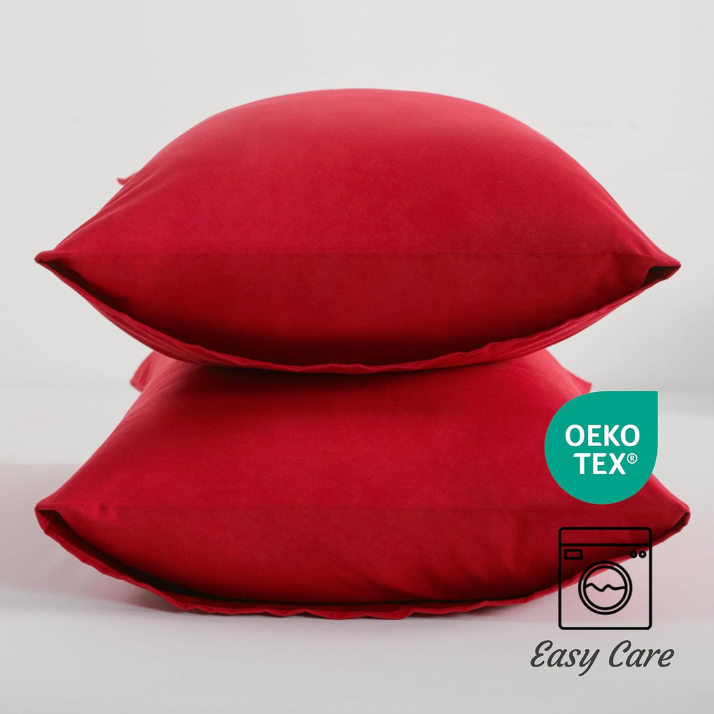 Ntbay King Pillow Cases Set of 2, 2 Pack Brushed Microfiber 20x36 Pillow Cases, Soft, Wrinkle, Fade, Stain Resistant Red Pillow Cases with…