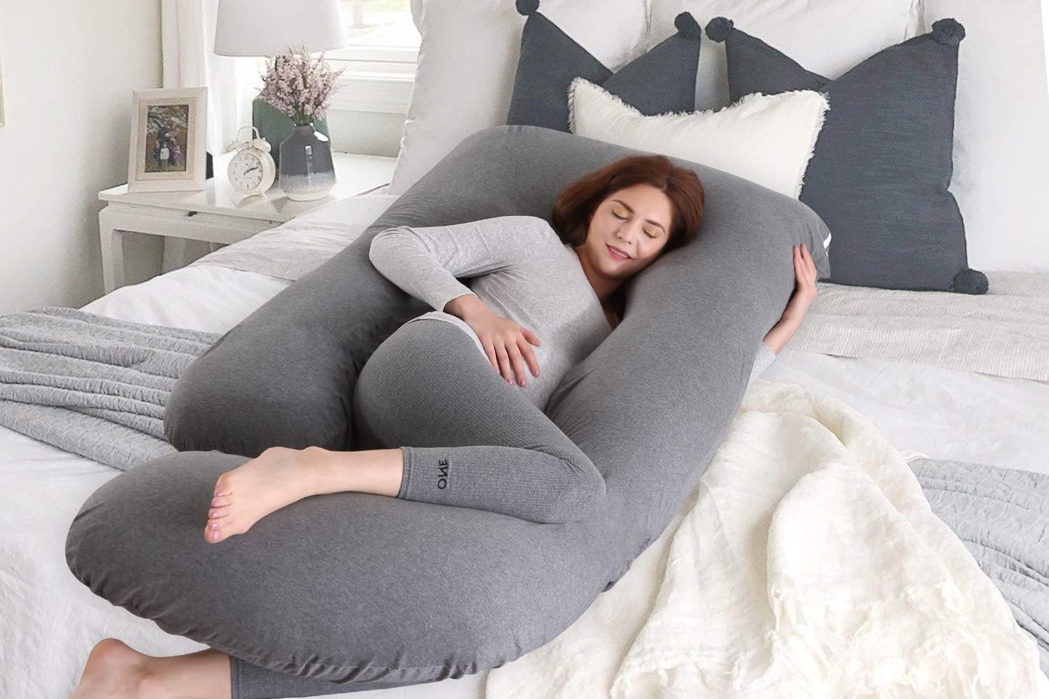 Sasttie Pregnancy Pillows for Sleeping, U Shaped Cooling Full Body Pillow with Removable Cover, Pregnant Women Must Haves, Maternity Essent…