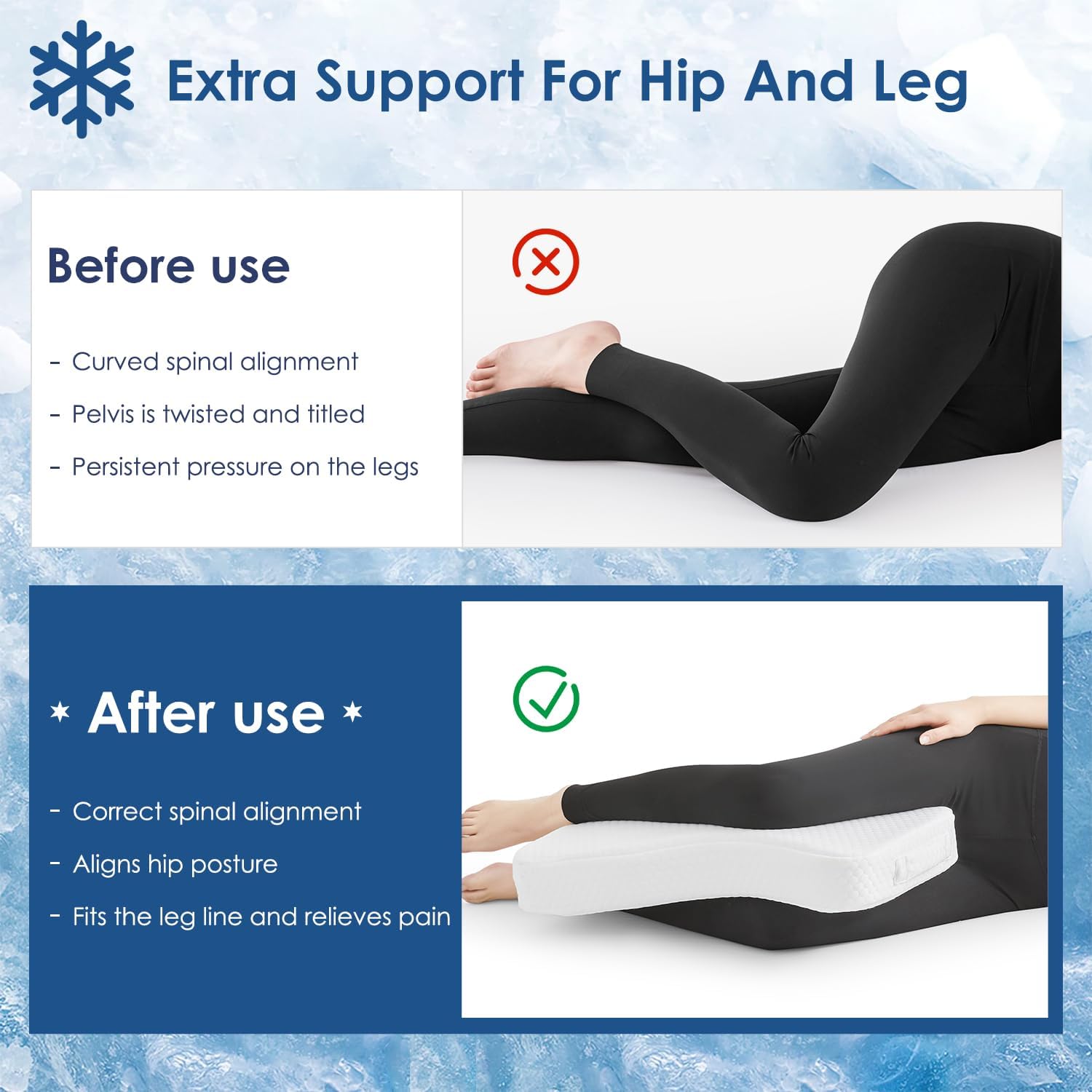 Livemy Leg Pillow for Side Sleepers, Memory Foam Knee Pillow for Side Sleeping, Leg Elevation Pillow for Hip/Back/Sciatica Helps Spi…