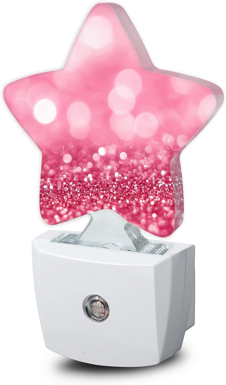 Snowmolle Pink Red Glittering Dusk to Dawn Star Night Light, Abstract Christmas Smart Sensor Nightlight for Bedroom Kitchen Hallway Stairs, P…