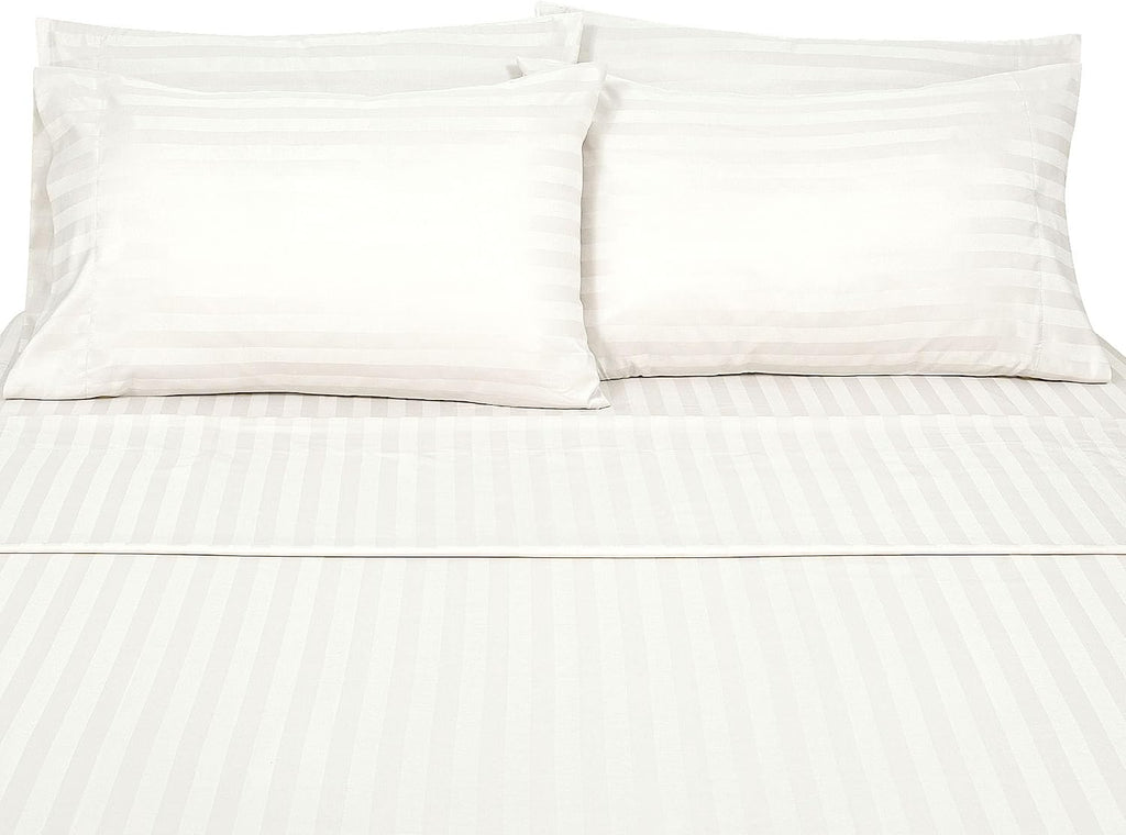 Royalelinens ROYALE LINENS 1500 Thread Count Poly Cotton Sateen Dobby Stripe Sheet Set - 6 Piece Queen Bed Sheets - 1 Fitted, 1 Flat, 4 Pil…