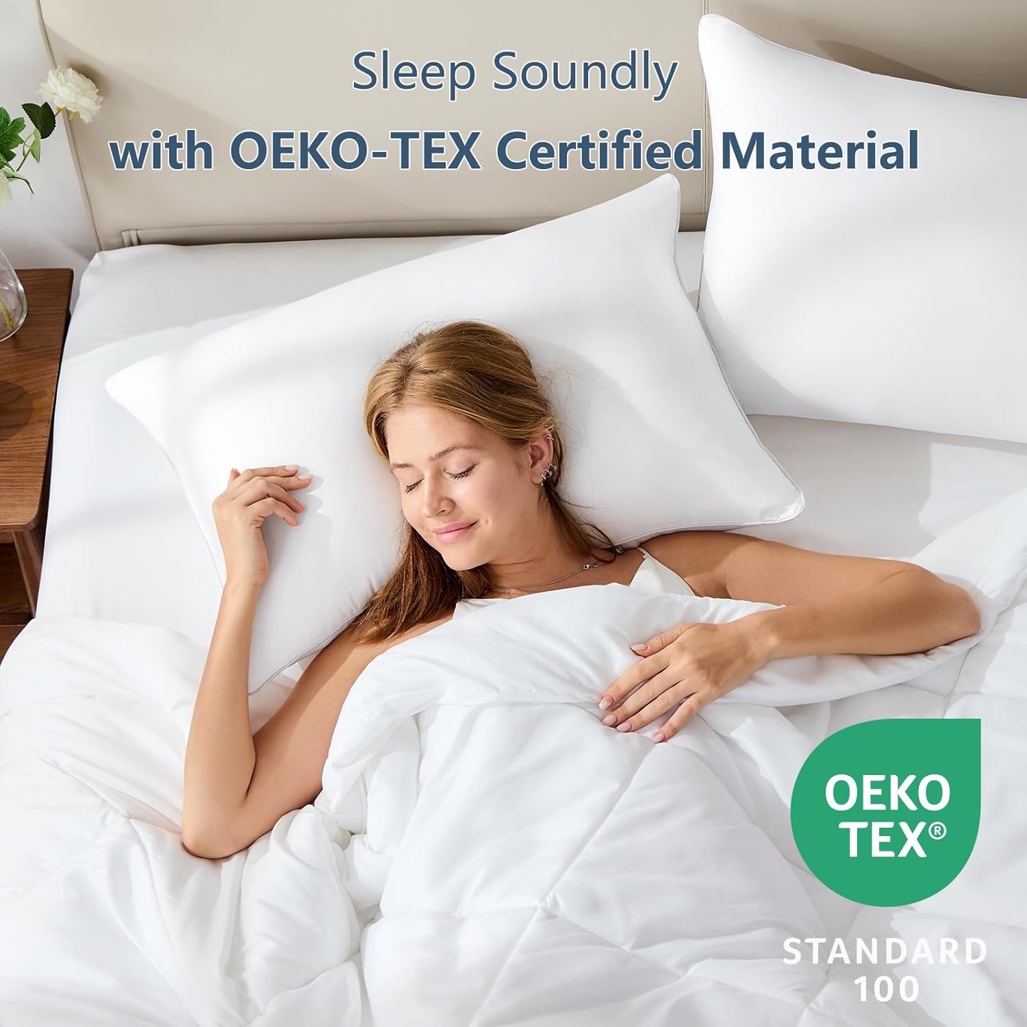 CozyLux Soft Supportive Bed Pillows for Side and Back Sleepers, Oeko-Tex Certified Down Alternative Filling, Hotel Quality Fluffy Sleeping…