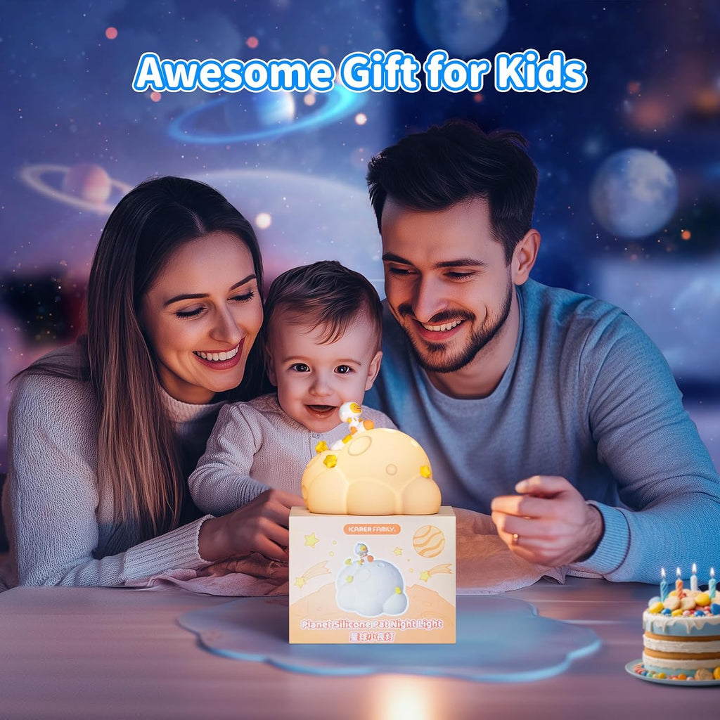 Auto-Off Night Light for Kids - Rechargeable Touch Control Bedside Lamp, Planet Night Lights for Nursery, Gift for Girls Boys