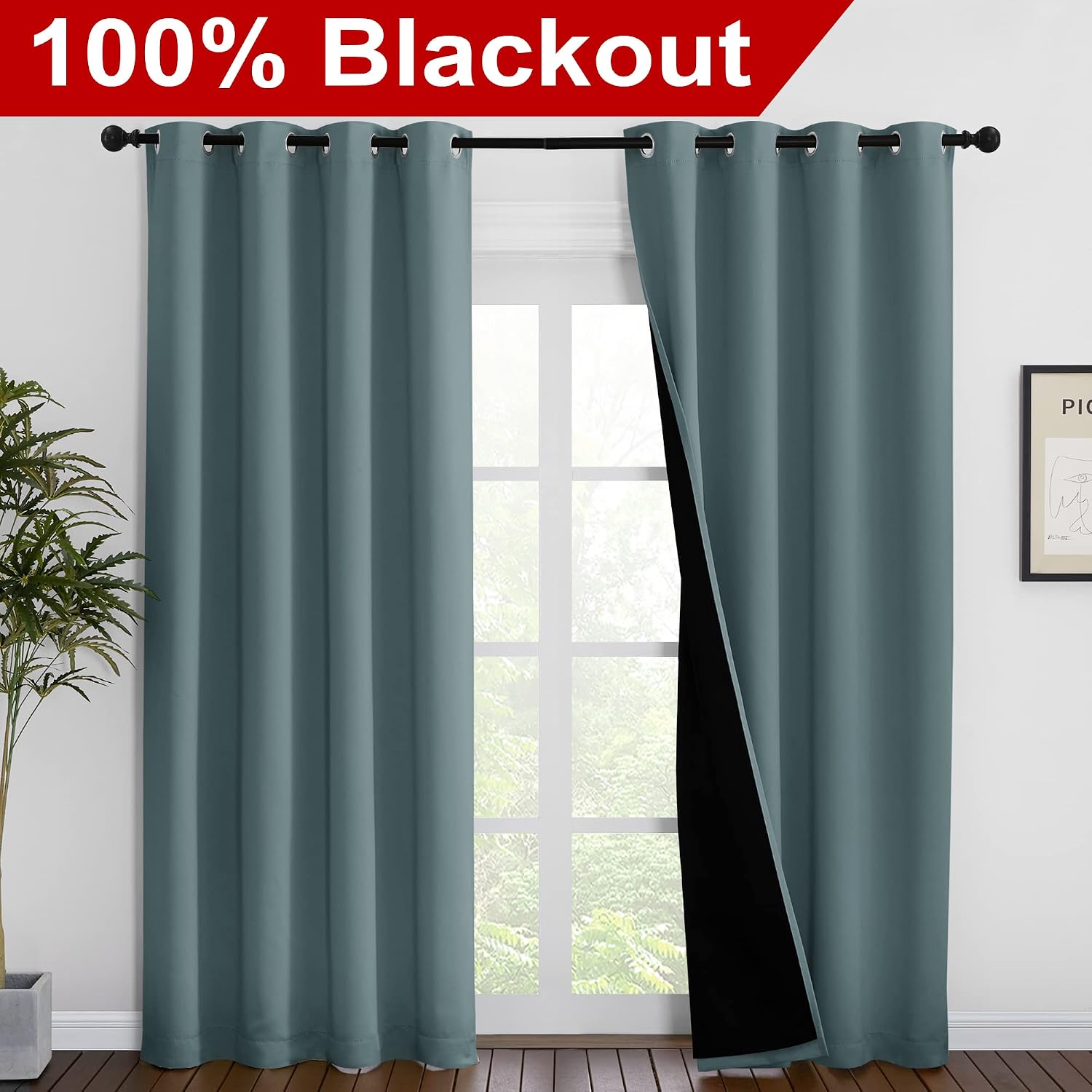 Nicetown 100% Blackout Curtains 86 inches Long, Pair of Energy Smart & Noise Blocking Out Drapes for Baby Room Window, Thermal Insulated Gu…