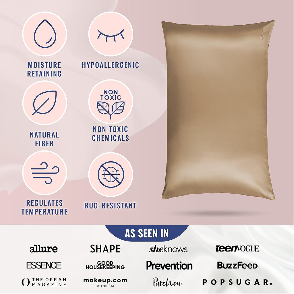 Blissy Silk Pillowcase - 100% Pure Mulberry Silk - 22 Momme 6A High-Grade Fibers - Silk Pillow Cover for Hair & Skin - Regular, Queen &…