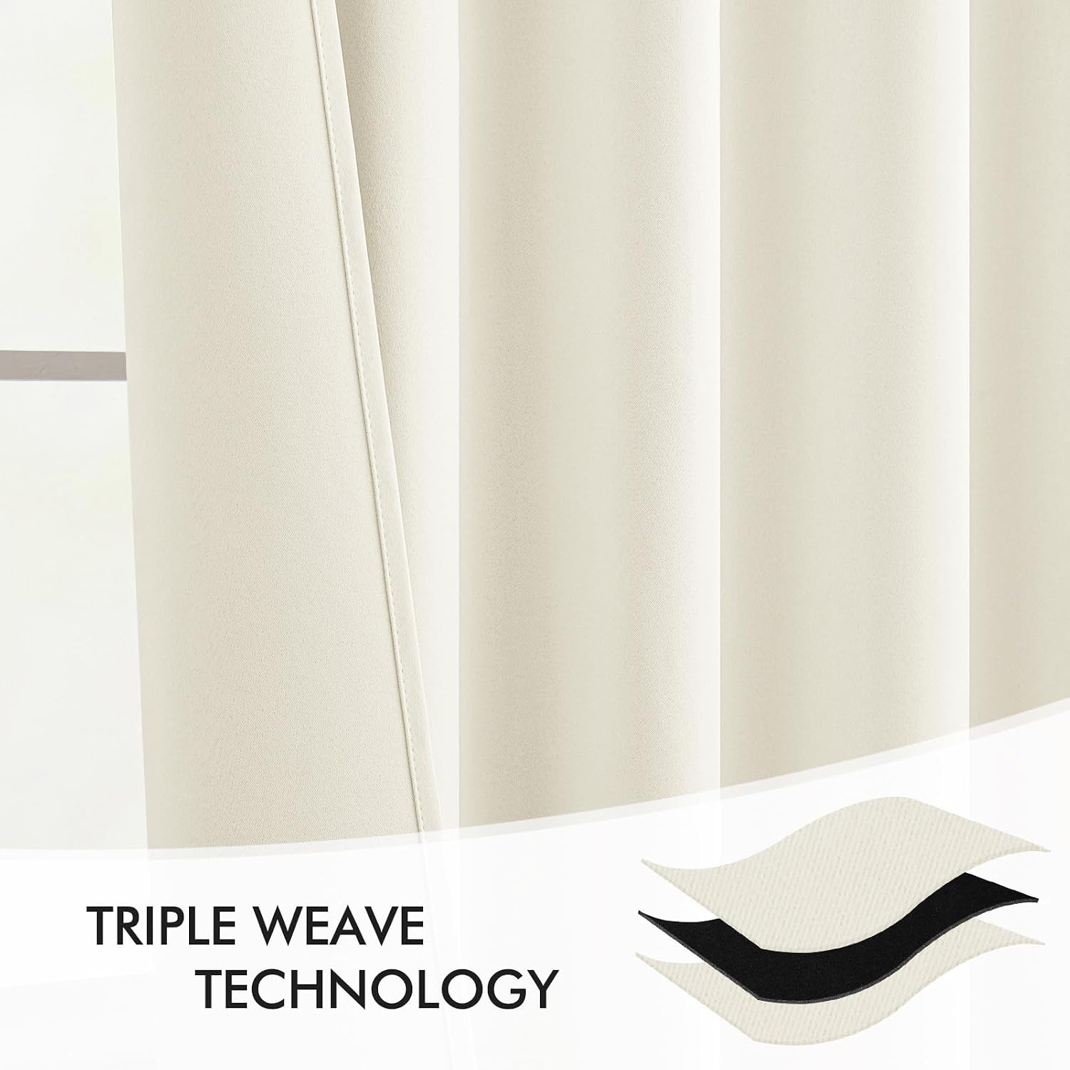 Miulee Cream Back Tab Blackout Curtain 96 Inch Long 2 Panels Set for Bedroom, Rod Pocket/Pinch Pleat Thermal Insulated Living Room Darkenin…