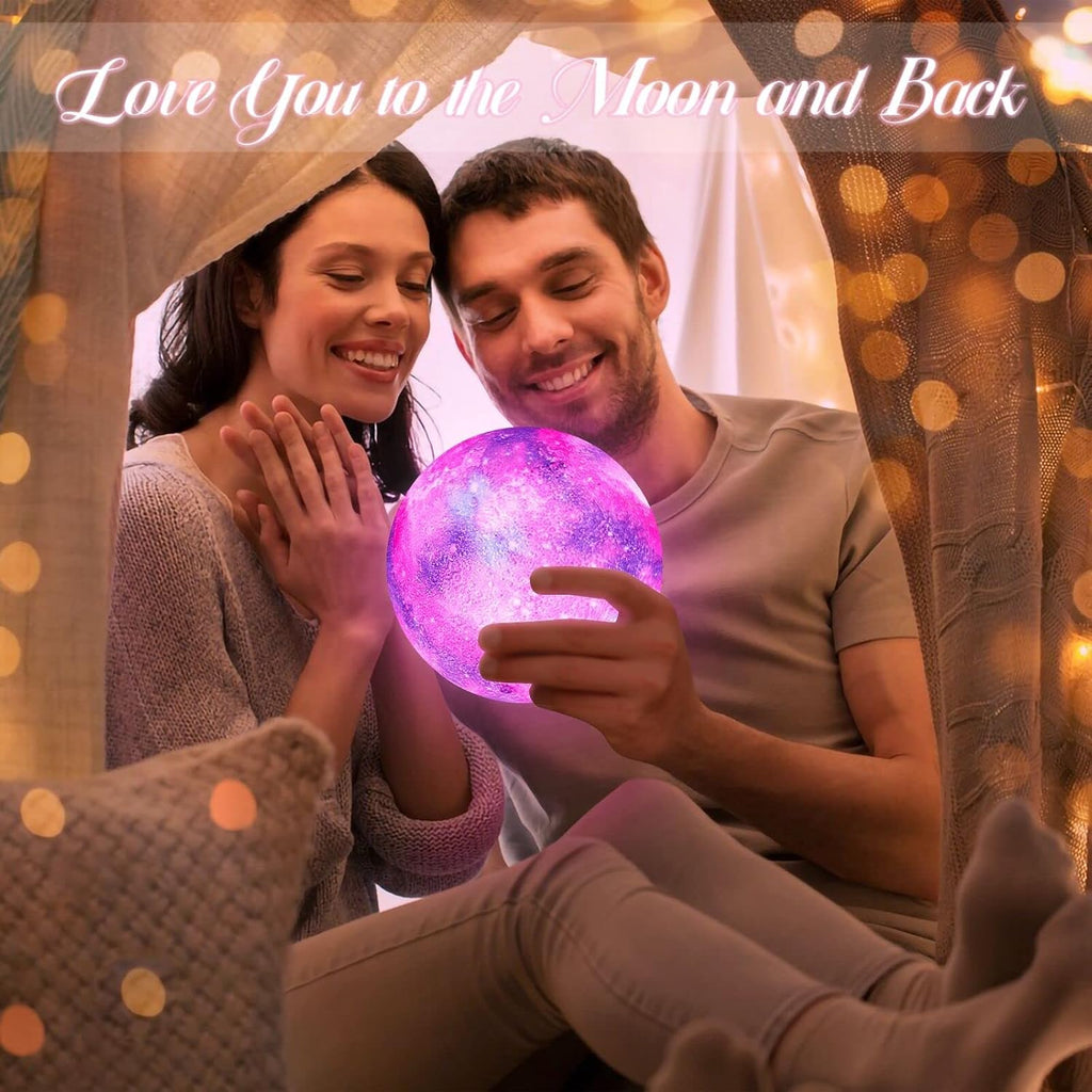 BRIGHTWORLD 7.1inch Galaxy Lamp 16 Colors Moon Lamp 3D Printing, Remote & Touch Control USB Rechargeable, Birthday Gifts for Women Room…