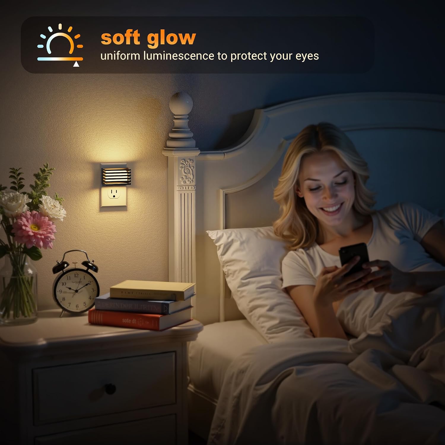 JandCase LED Night Light, [2 Pack] Night Lights Plug into Wall with Dusk to Dawn Sensor, 3 Colors 3000K/5000K/Amber, Plug in Nightlight…
