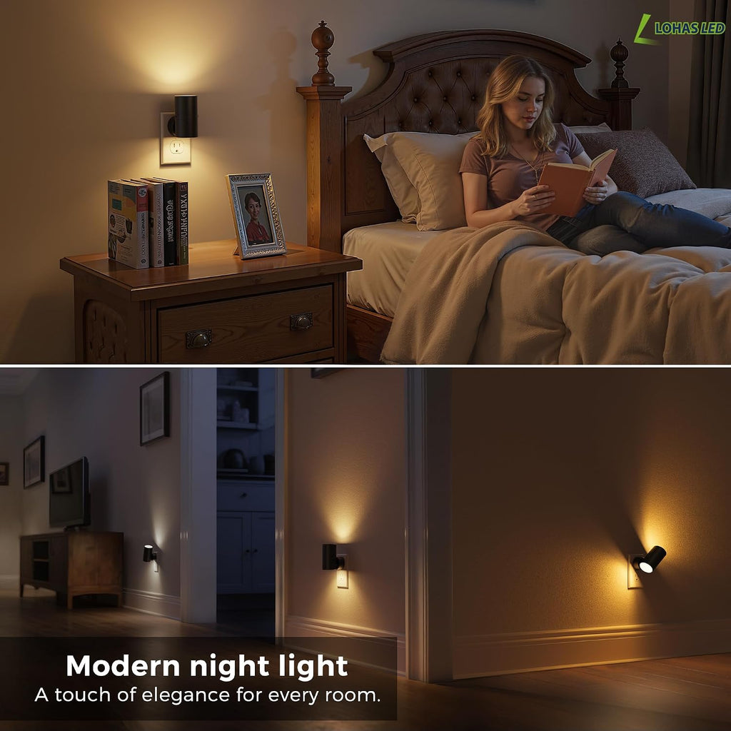 L LOHAS LED Night Light, Night Lights Plug into Wall with 5 Colors, Dusk to Dawn Sensor, 330° Rotating LED Nightlight Plug In for Kids…