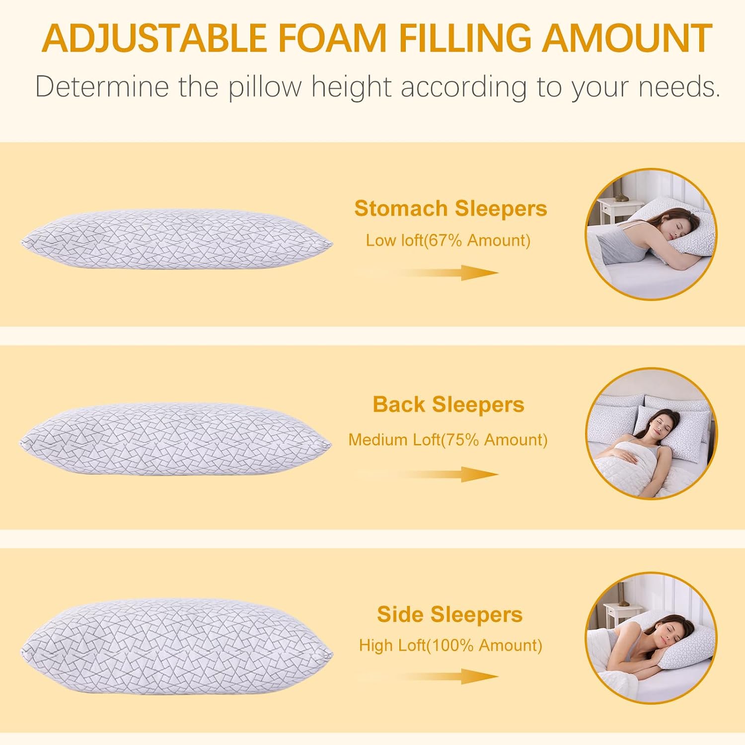 Frohaul Shredded Memory Foam Bed Pillows Adjustable Hotel Quality Pillows for Side, Back and Stomach Sleeper, Breathable Washable Cover, Oe…