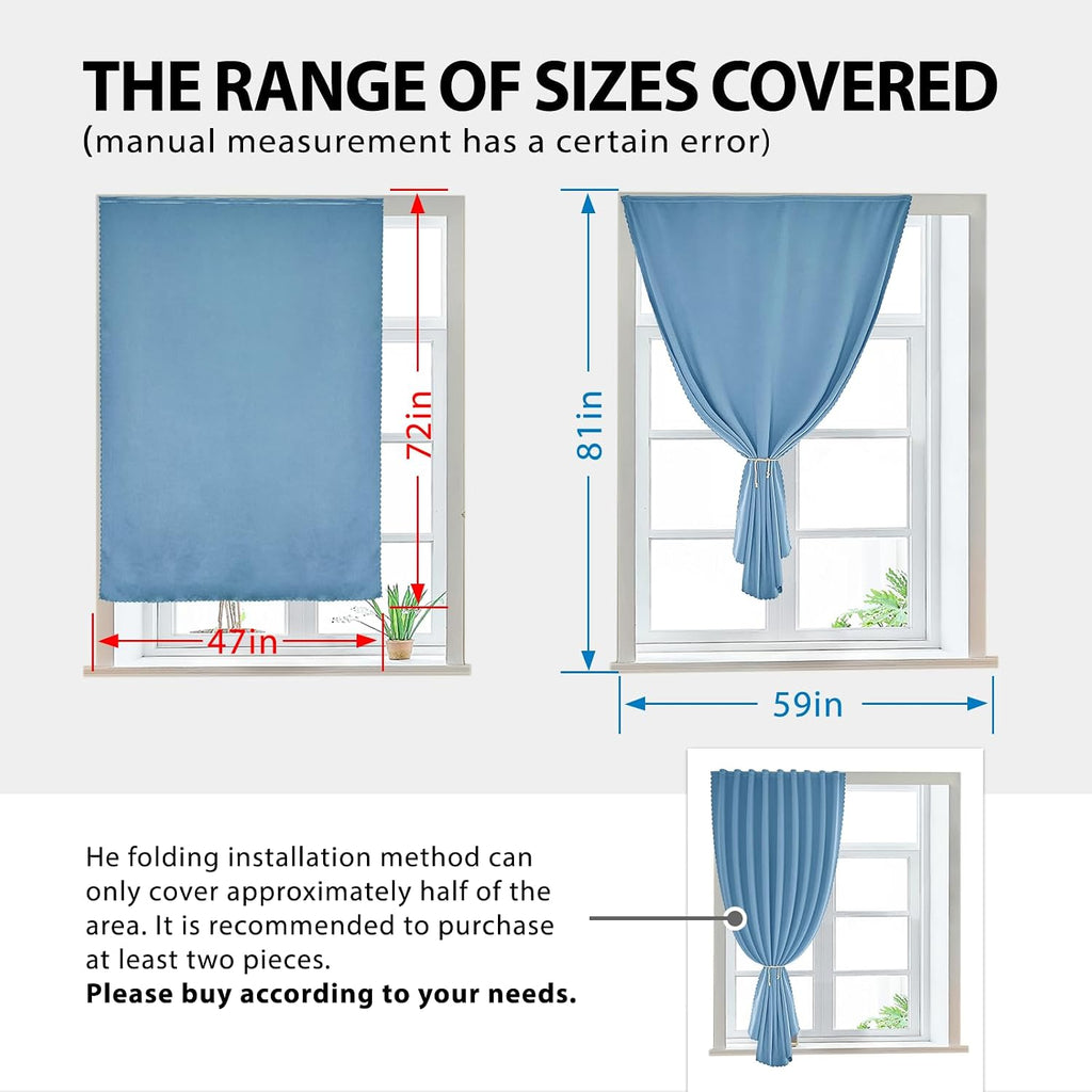 Jilron Magic Tape Stick on Portable Curtains for Windows, Bedroom Blackout Curtains for - Thermal Lnsulated No Drill Curtains Room Darkening…