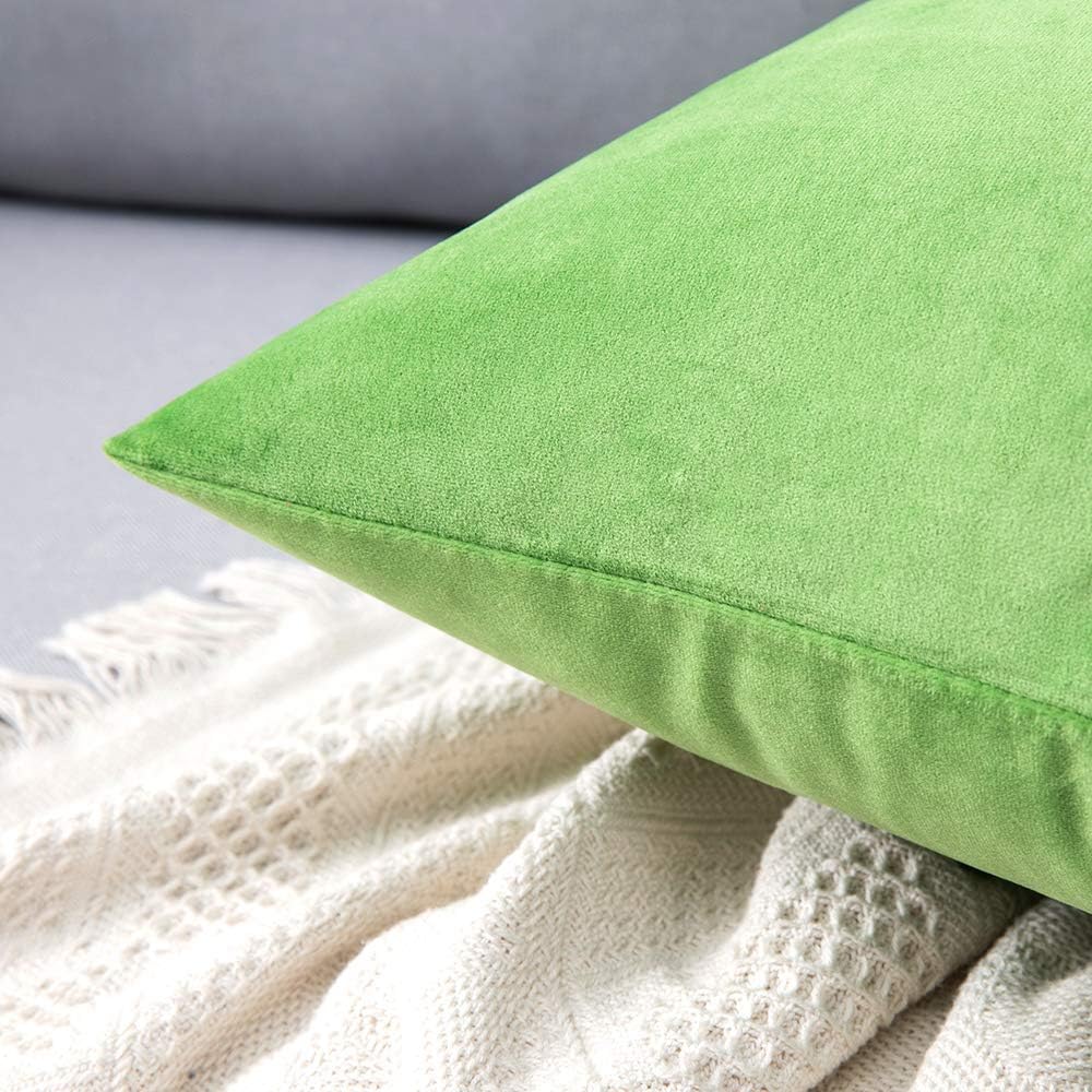 Miulee Velvet Throw Pillow Covers 18x18 Inch, Pack of 2 - Lime Green, Soft Solid Decorative Pillow Covers Cushion Cases Modern Luxury Home…