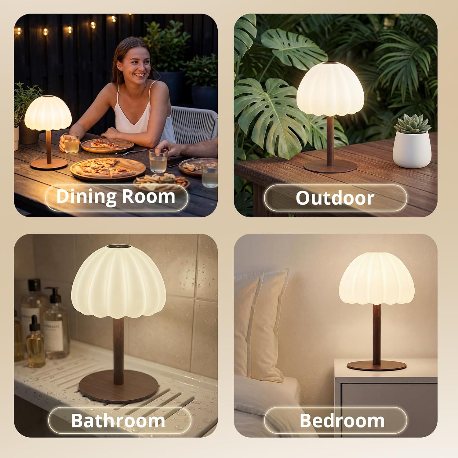 Hifree Rechargeable Waterproof Shower Lamp, IP65 Cordless Touch Dimmable Small Desk Light for Inside Shower, 4500mAh Battery Operated…