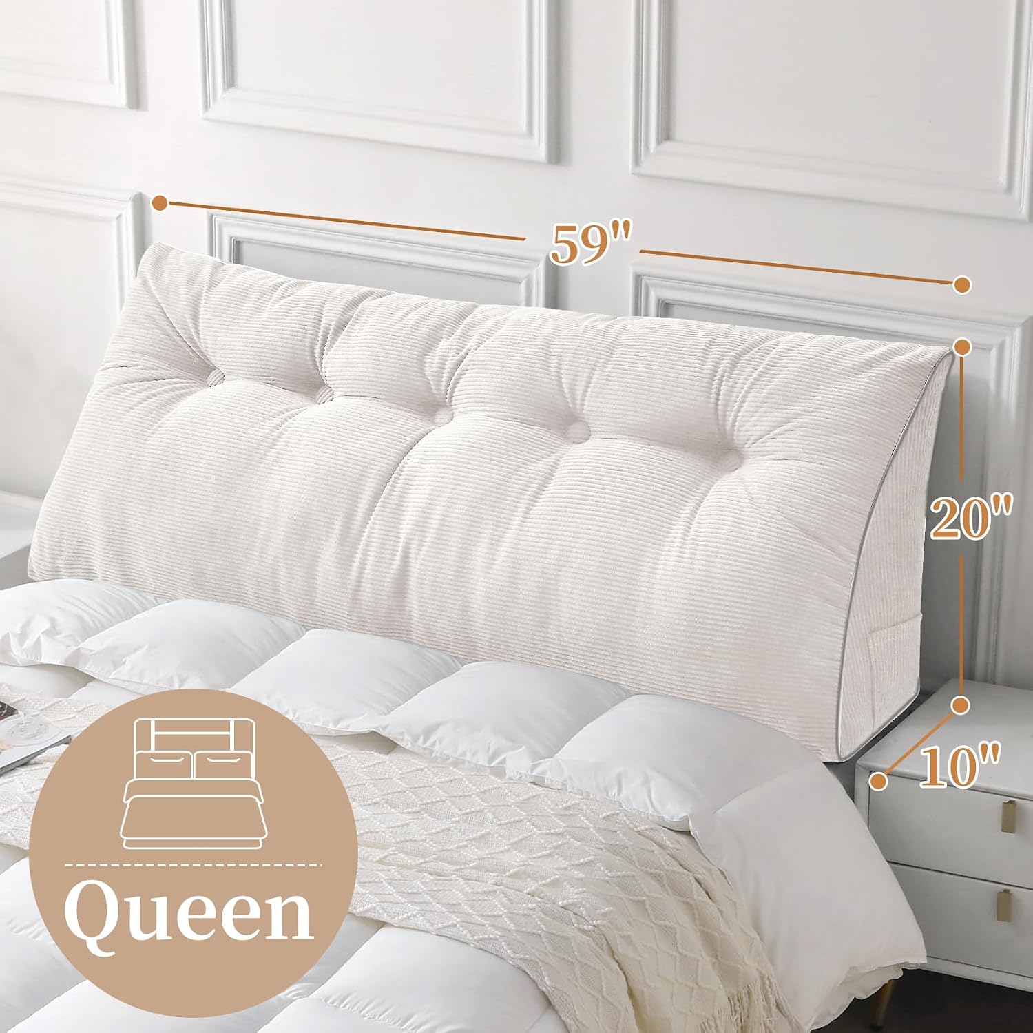 Sasttie Headboard Pillow Queen, Triangular Wedge Pillow Headboard, Wedge Headboard Pillow for Bed Sofa, Daybed Pillows for Sitting up, Read…