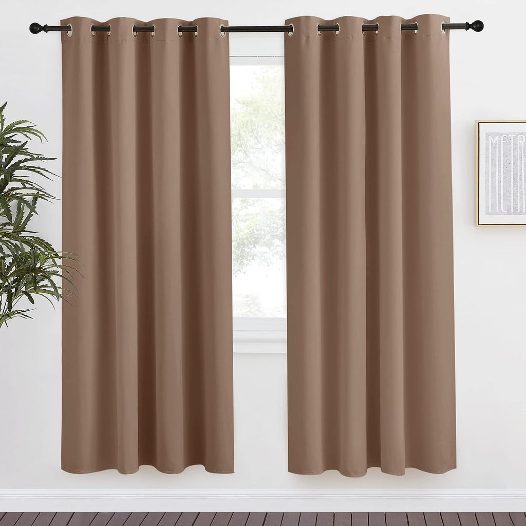 NICETOWN Grommet Top Blackout Curtain Panel, 55 inches Wide by 78 inches Long, 1 Piece, Cappuccino Color, Thermal Insulated Room…