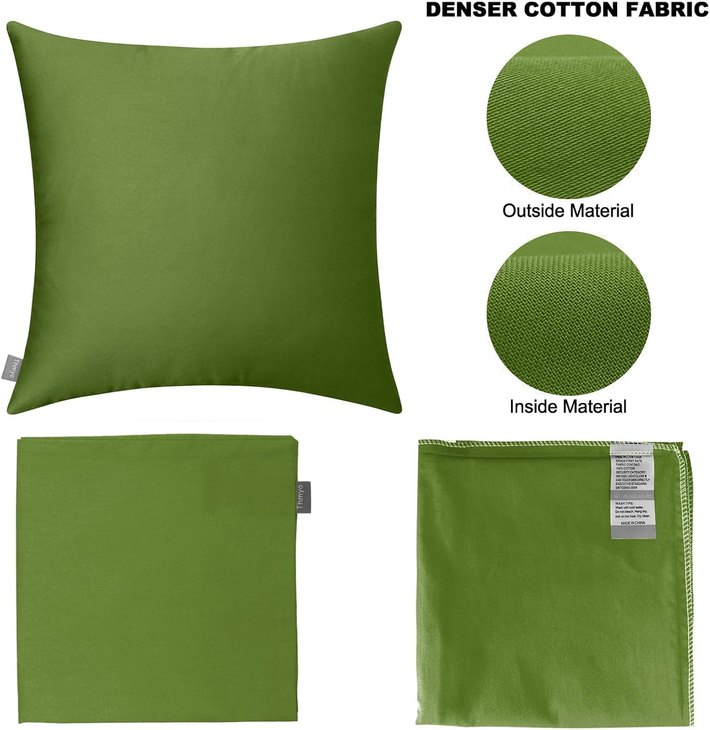 Thmyo 4-Pack 100% Cotton Comfortable Solid Decorative Throw Pillow Case, Thmyo Square Cushion Cover Pillowcase Sublimation Blank Pillow Cove…