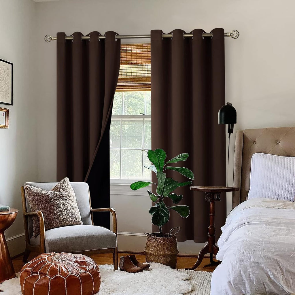 BGment Thermal Insulated 100% Blackout Curtains for Bedroom with Black Liner, Double Layer Full Room Darkening Noise Reducing Grommet Curta…