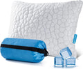 Qutool Cooling Pillow for Sleeping, CertiPUR-US Shredded Memory Foam Camping Pillow Set of 1, Backpacking for Hiking Gear, Portable Pillow…