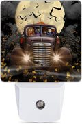 Halloween Truck Night Light, Witch Cat Pumpkin Night Lights Plug into Wall Decorations for Bedroom, Bathroom, Dusk to Dawn Sensor…