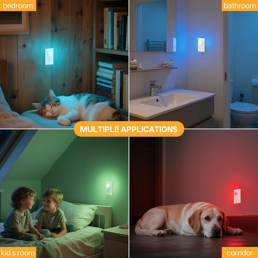 Junlitgroup Mini Plug in Night Light, Dusk to Dawn Sensor, 4-Color, LED Toilet Night Lights, Dimmable Color Changing, for Kids Breastfeedin…