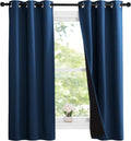 Nicetown Moroccan Blue Full Shade Curtain Panels, 37" Wide x 70" Long, Pair of Thermal Insulated & Energy Efficiency Blackout Curtains for…