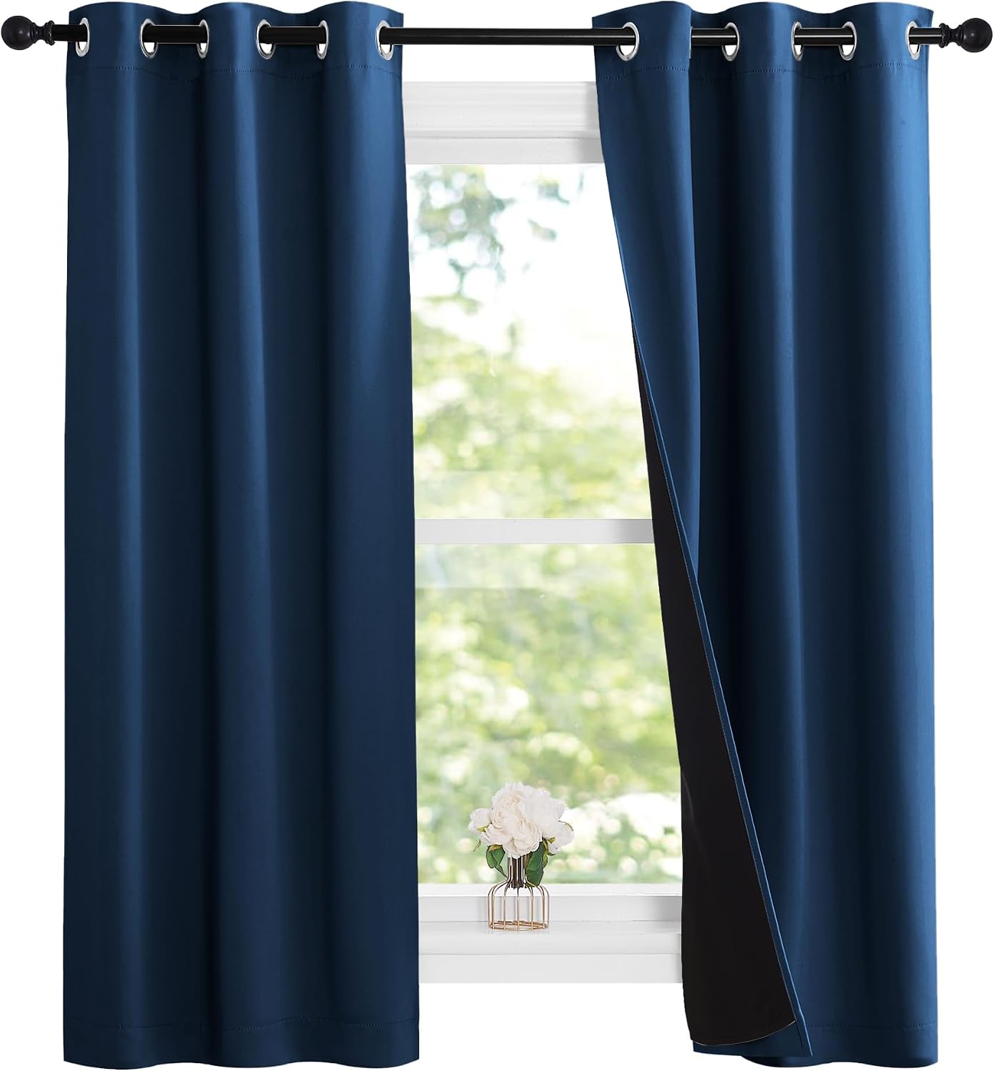 Nicetown Moroccan Blue Full Shade Curtain Panels, 37" Wide x 70" Long, Pair of Thermal Insulated & Energy Efficiency Blackout Curtains for…