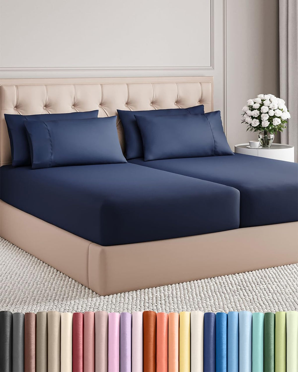 Split King 7 Piece Sheet Set - Comfy, Breathable & Cooling - Soft Hotel Luxury Bedding for Women, Men, Kids, Teens and Children - 1 Flat…