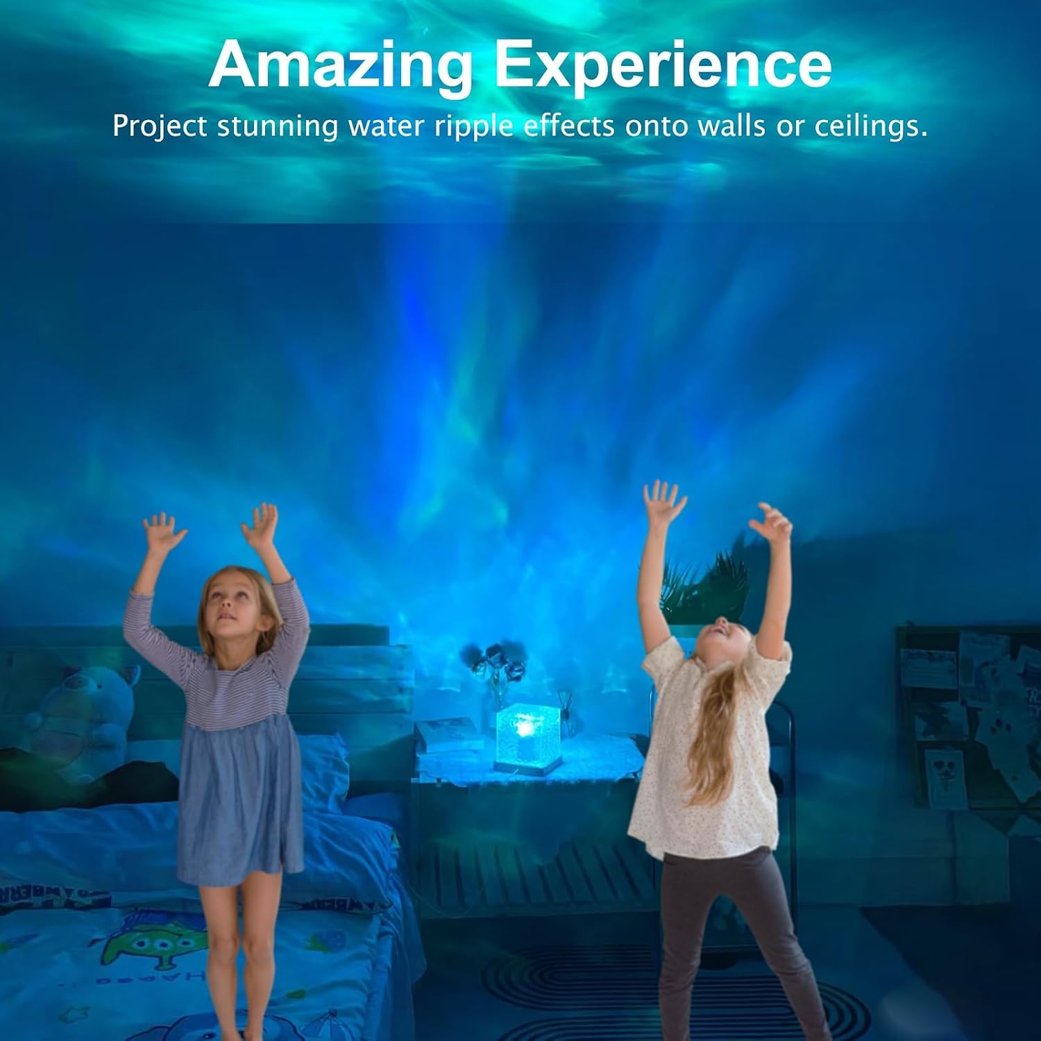 YXQUA Northern Lights Ocean Wave Projector Light, Galaxy Light Projector, 16 Colors Gradual Rotating Flame Water Ripple Ambient Night…