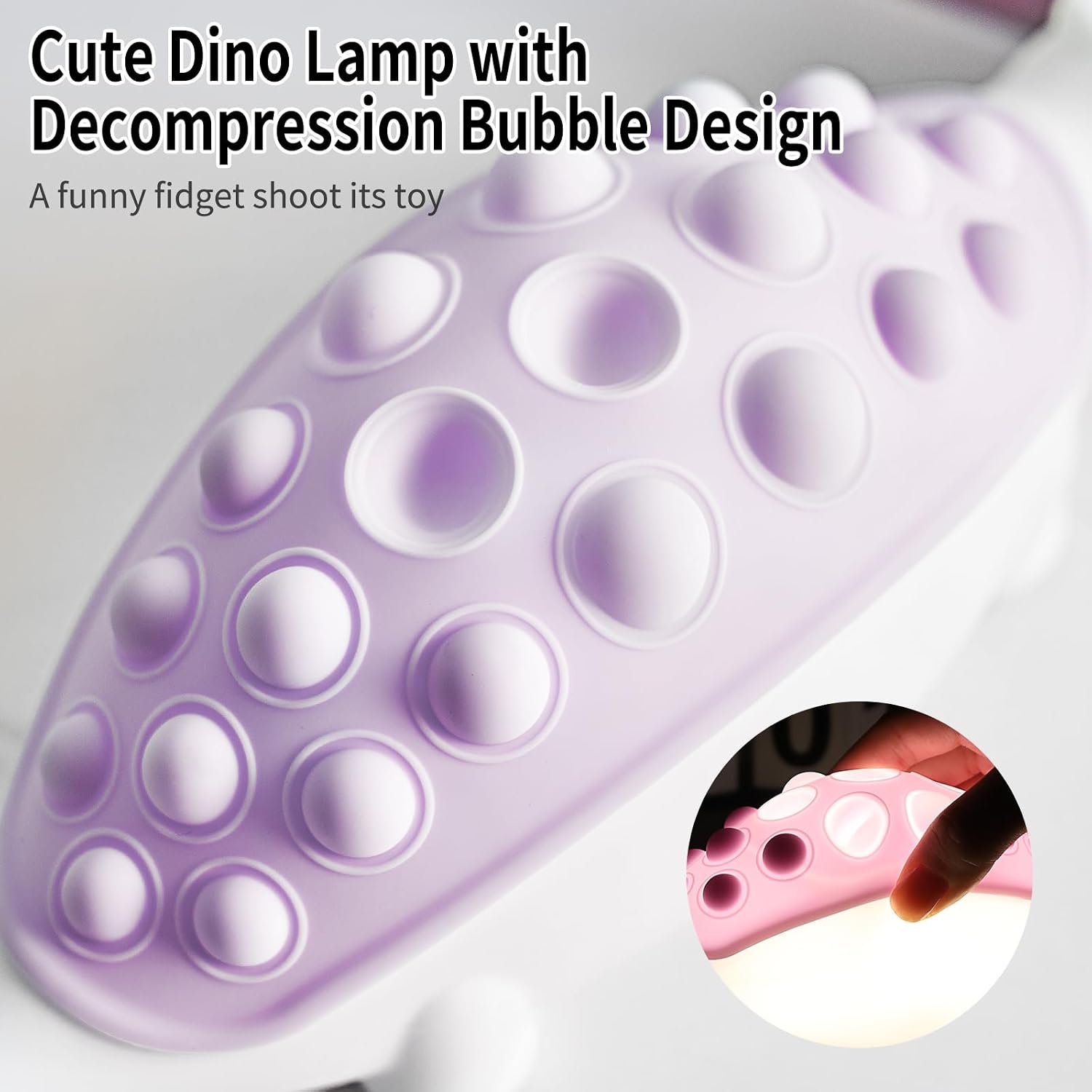 Dinosaur Night Light, Silicone Dino Lamp with Pop Bubble,7 Nightlight Modes Rechargeable Bedside Touch Lamp, Room Decor, Cute Lamp…
