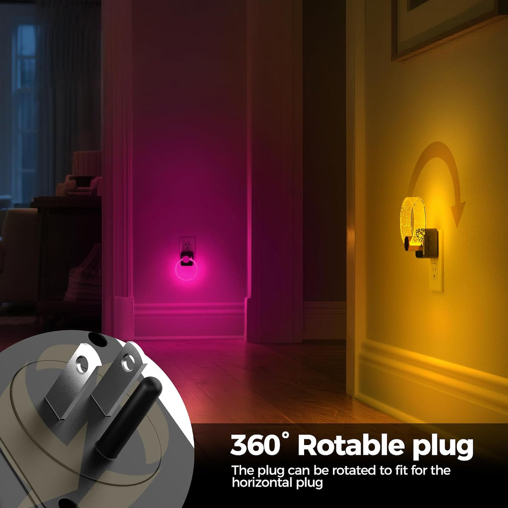 DORESshop Night Lights Plug into Wall, [2 Pack] LED Night Light Color Changing RGB with Dusk-to-Dawn Sensor, Adjustable Brightness…