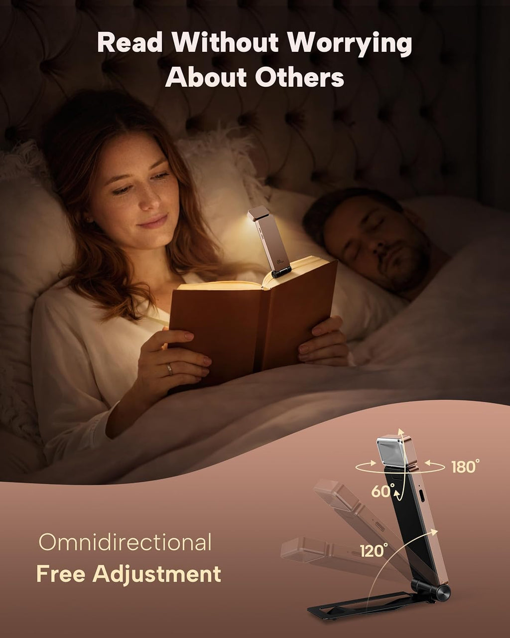 86Lux Book Light, Rechargeable Clip-On LED Reading Light for Bed & Night Use - 3 Color Temperatures with Stepless Dimming, Ultralight Bookm…