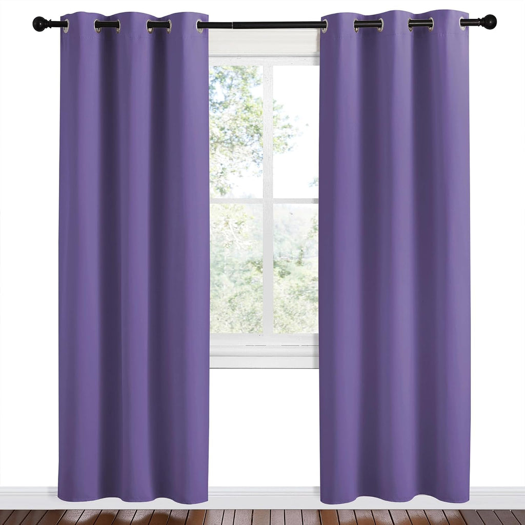 NICETOWN Lilac Purple Room Darkening Curtains for Kitchen, Set of 2, 42 inches Wide by 78 inches Long, Window Treatment Thermal Insulated…