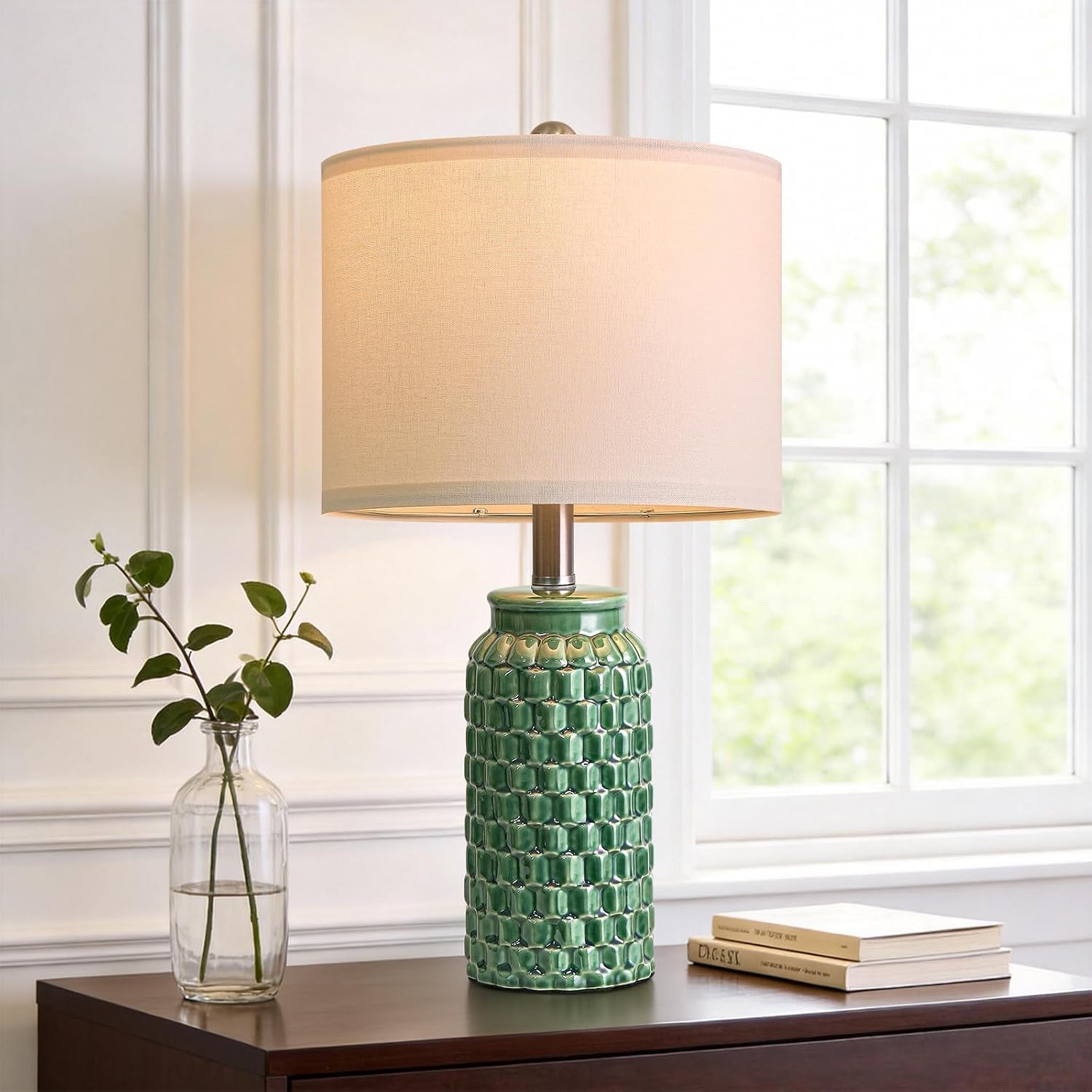 USumkky 20.5" Ceramic Table Lamps Set of 2 - Modern Farmhouse & Boho Style, Bedside Nightstand Lamps for Bedroom, Living Room End Table…