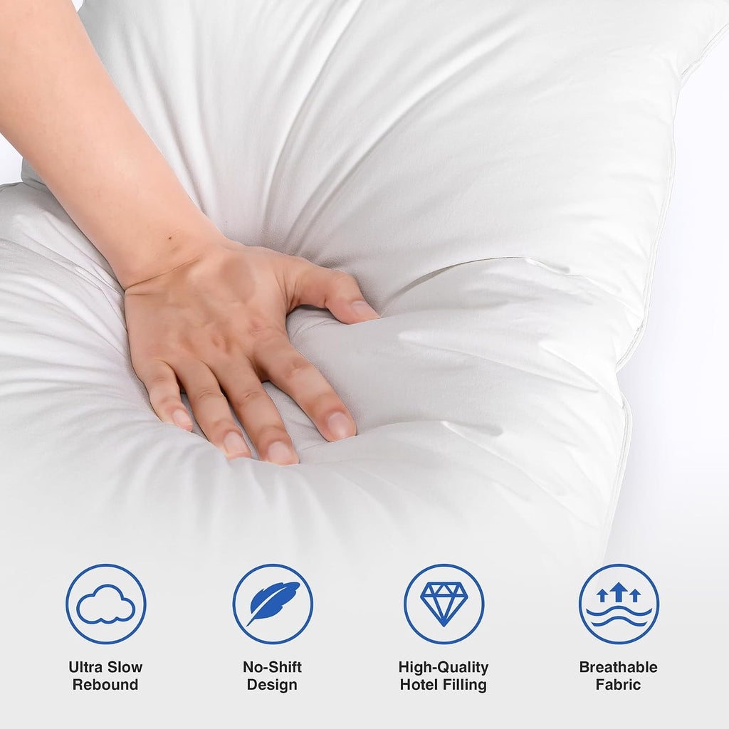 Ultra Soft Feather Pillows Queen Size Set of 2 - Hotel Goose Down Bed Pillow for Sleeping, (Down Fiber) Fluffy Support Surround Fill…
