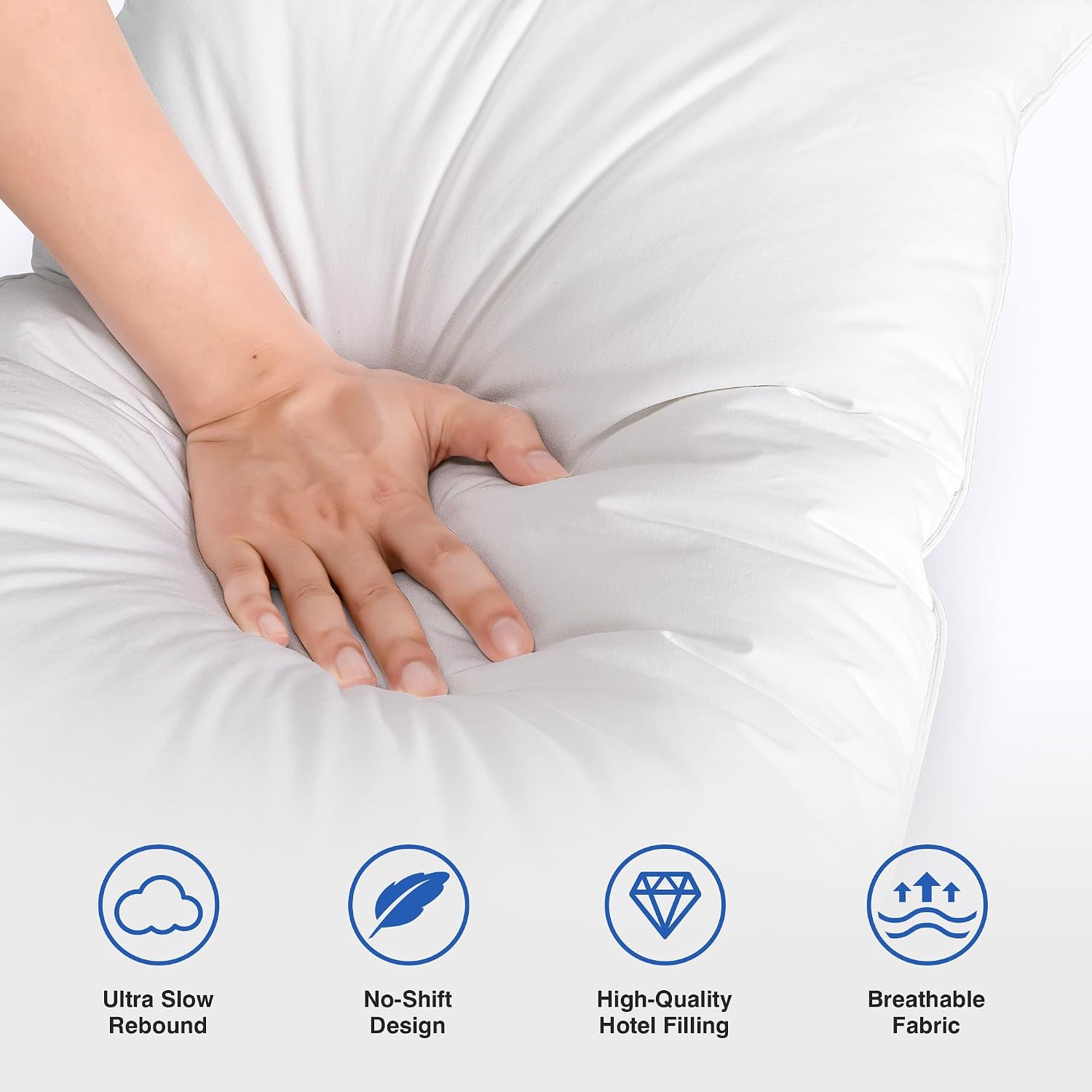 Ultra Soft Feather Pillows Queen Size Set of 2 - Hotel Goose Down Bed Pillow for Sleeping, (Down Fiber) Fluffy Support Surround Fill…