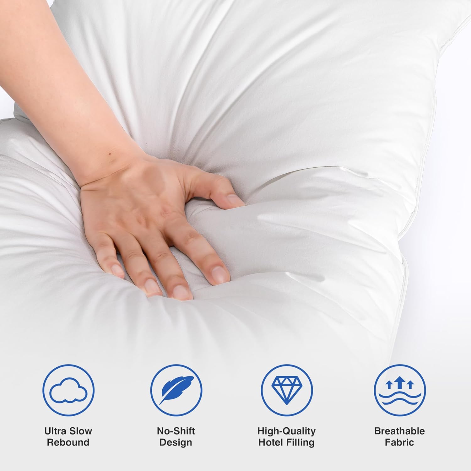 Feather Pillows Queen Size Set of 2 - Goose Down Hotel Bed Pillow for Sleeping, Soft 600 Thread Count Cotton Cover, Fluffy Support…