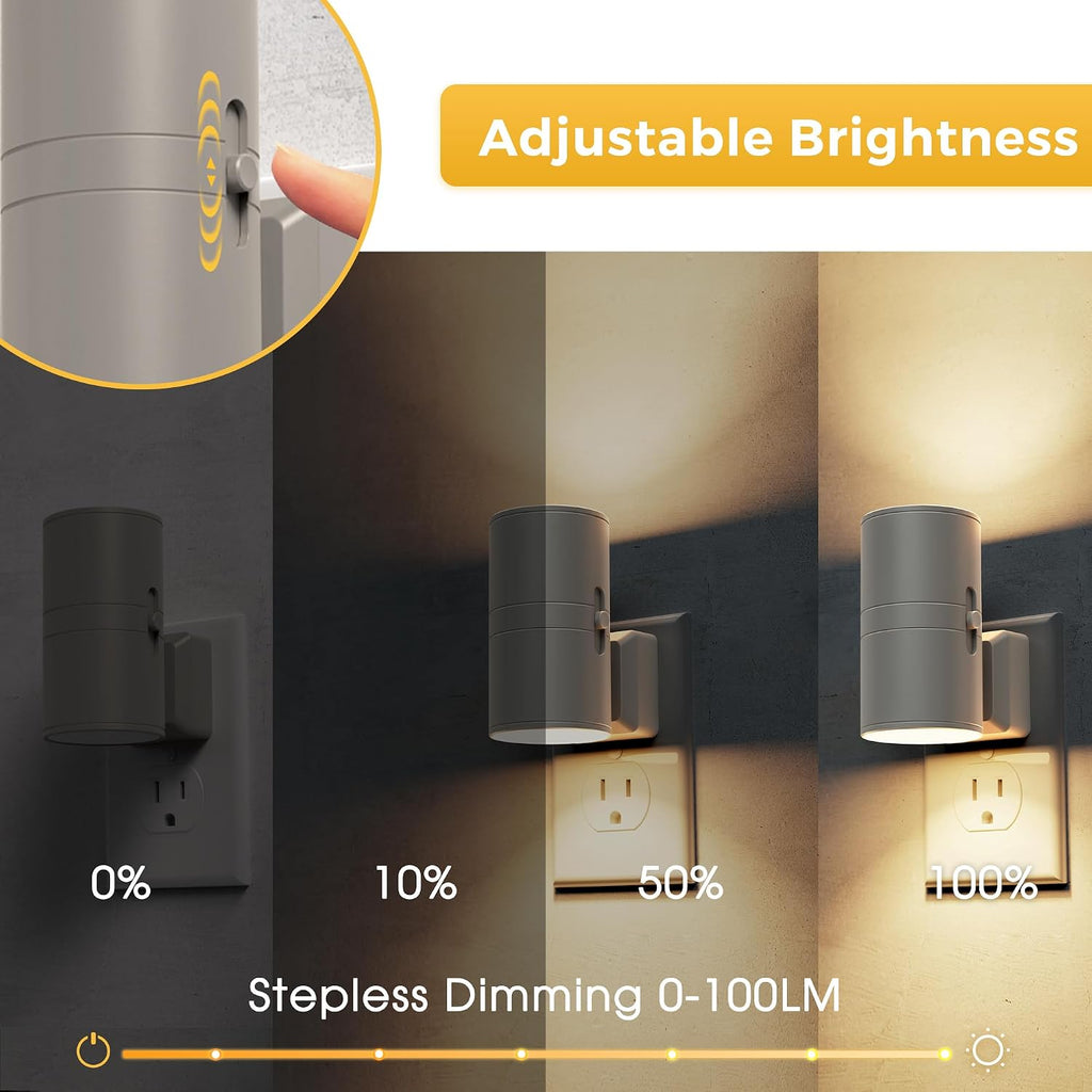 L LOHAS LED Night Light Plug in, 2 Pack, Night Lights Plug into Wall, Light Sensor, Cement Gray Housing, Soft White Nightlight, 3000K…