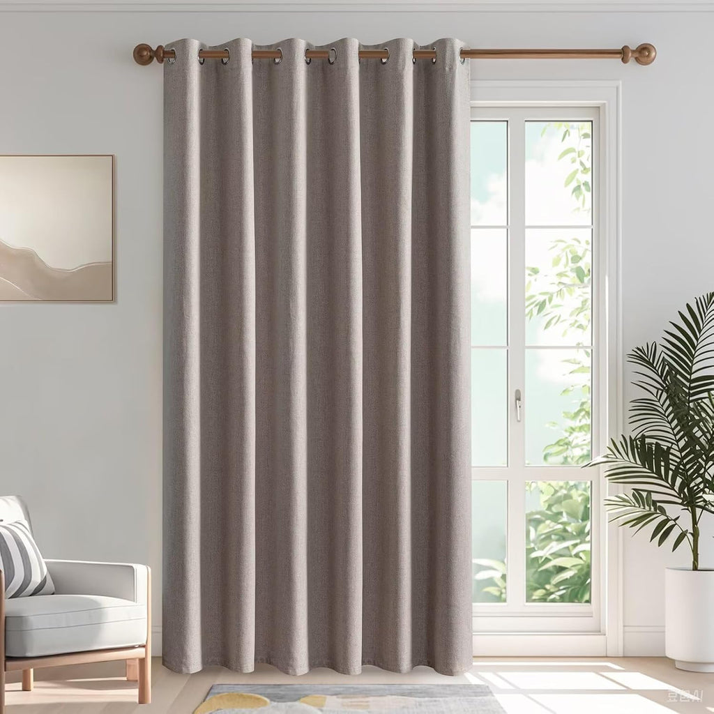 IGEMAEVE Blackout Curtains Customsize for Bedroom,100% Black Out Curtains 1 Panel Thermal Insulated Room Darkening Drapes Beige Grommet…