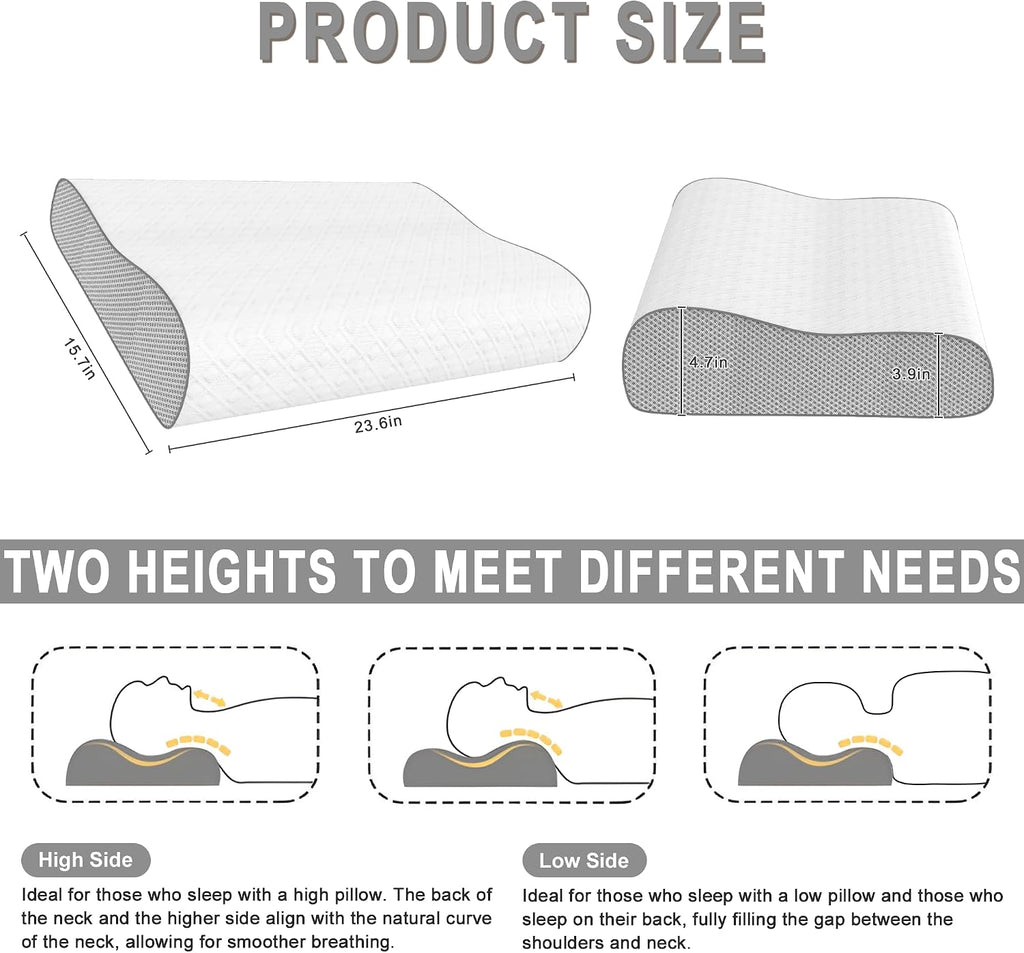 Phentzari Cervical Pillow for Neck, Memory Foam Pillow, Ergonomic Adjustable Contour Bed Pillow for Side, Back & Stomach Sleepers (1, 23.6…