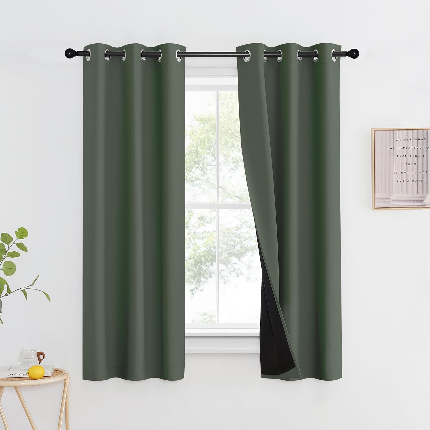 Nicetown 100% Blackout Curtains 60" Long, Pair of Energy Smart & Noise Blocking Out Drapes for Baby Room Window, Thermal Insulated Guest Ro…