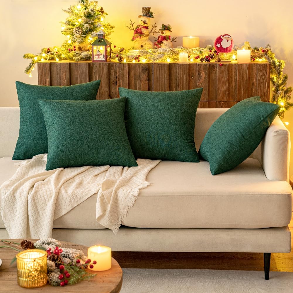 Miulee Pack of 2 Decorative Outdoor Solid Waterproof Throw Pillow Covers Faux Linen Garden Farmhouse Cushion Cases for Patio Tent Balcony C…