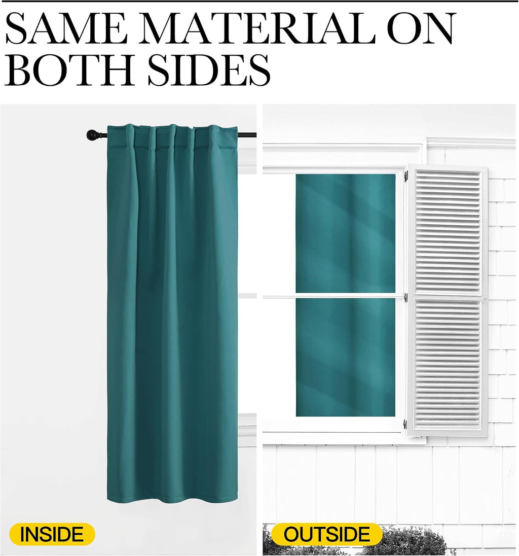 NICETOWN Blackout Curtain Panels for Living Room - (Sea Teal Color) 34x63 Inch, 2 Panels Set, Thermal Insulated Room Darkening Blackout…