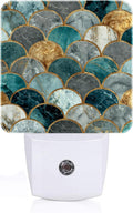 Marble Night Light, Mermaid Fish Scales Plug Into Wall Decor for Stairway, Hallway, Kitchen, Dusk to Dawn Sensor Nightlights for…