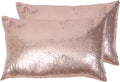 Eternal Beauty Set of 2 Sequin Decorative Pillow Cover Rose Gold Lumbar Pillow Covers for Couch Bed Lumbar Pillows 12 X 20 Inches