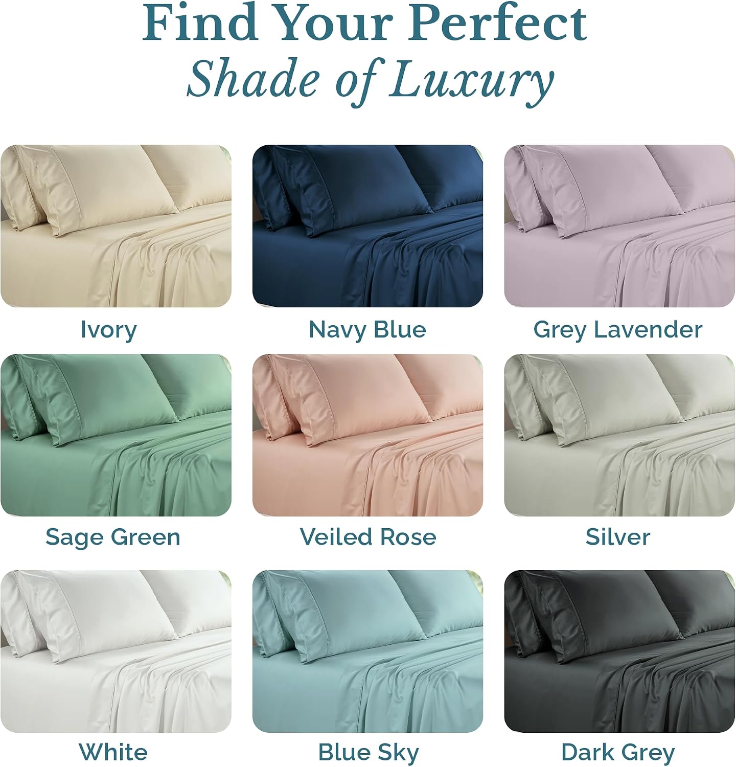 Casa Platino Queen Bed Sheets, 6 Piece 100% Cotton Set, 500 Thread Count Sateen Sheets for Queen Size Bed, Silky Smooth and Breathable…