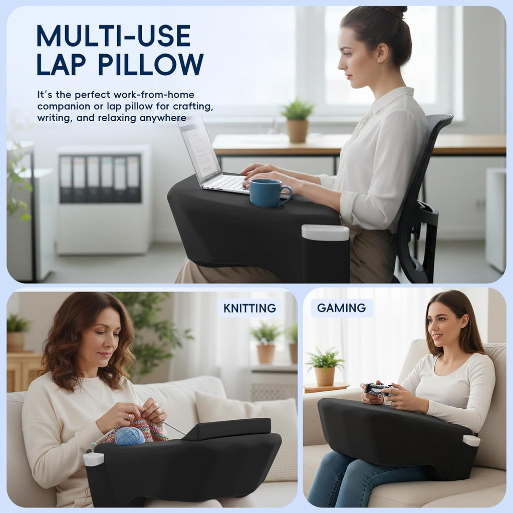 Reading Pillow for Gaming, Large Arm Rest Pillow for Adult, Memory Foam Desk Pillow with Cup & Phone Holder for Reading, Working…